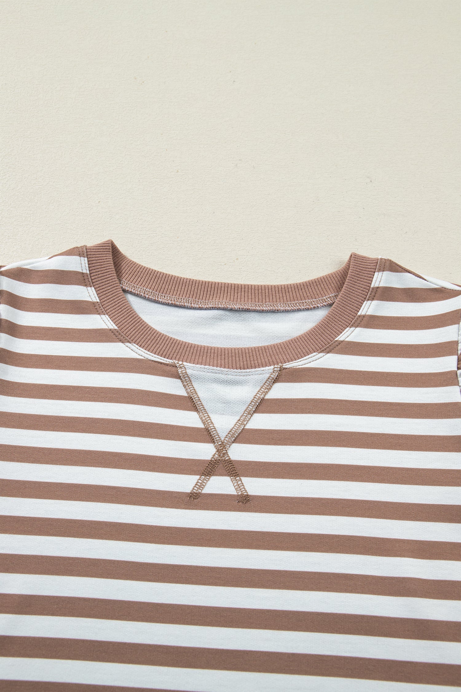 Bubble Stripe Short Sleeve T Shirt in Khaki