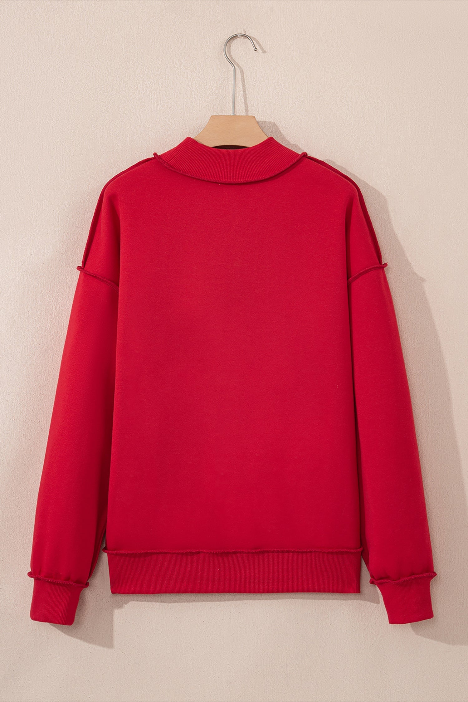 Oversize Sweatshirt Reversible Mock-Neck in Red