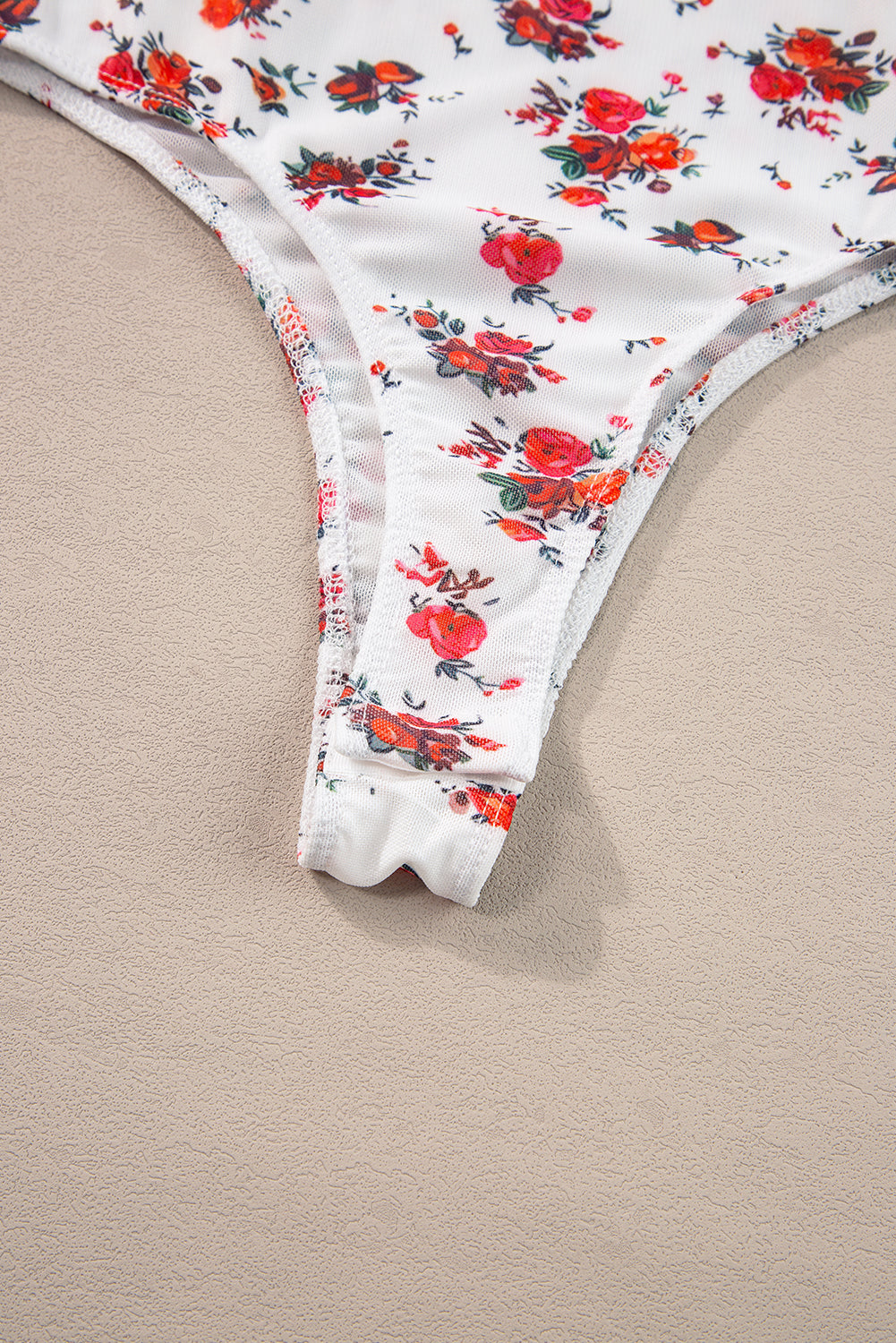 Women's Bodysuit Featuring Floral-Print V Cut Frill-Trimmed Trim Straps