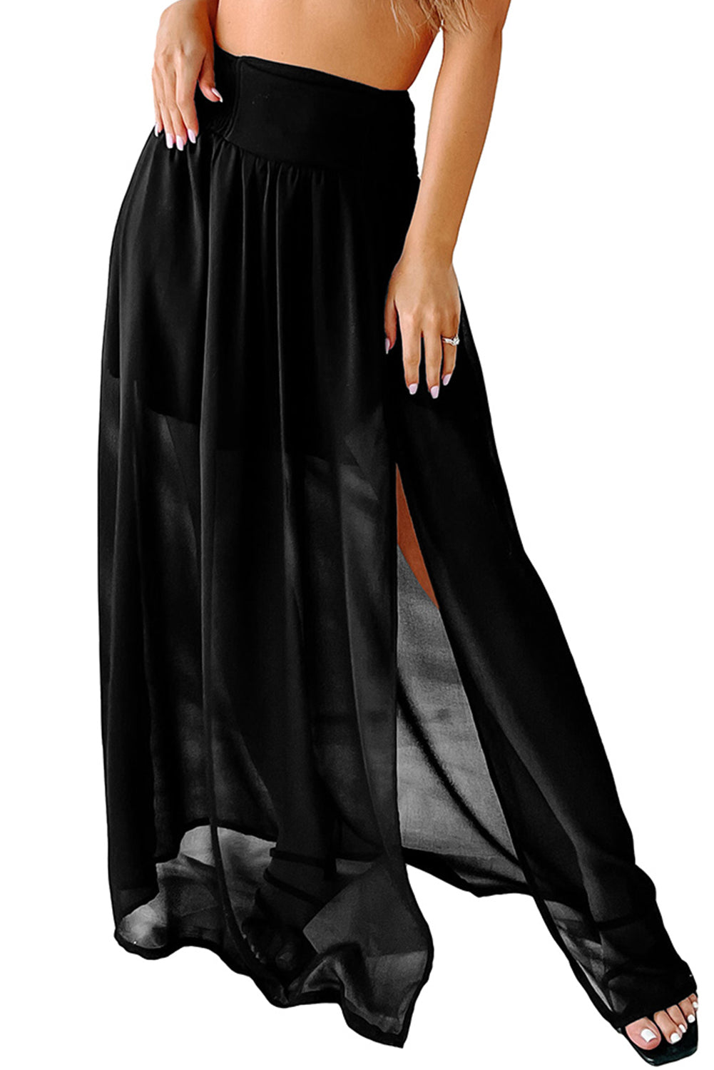 Women's Skirt Featuring High-Rise Chiffon Beach Maxi