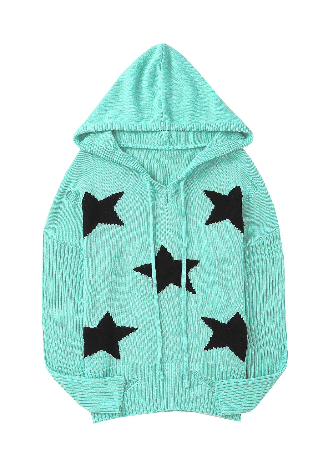 Women's Hooded Sweater with Star Pattern