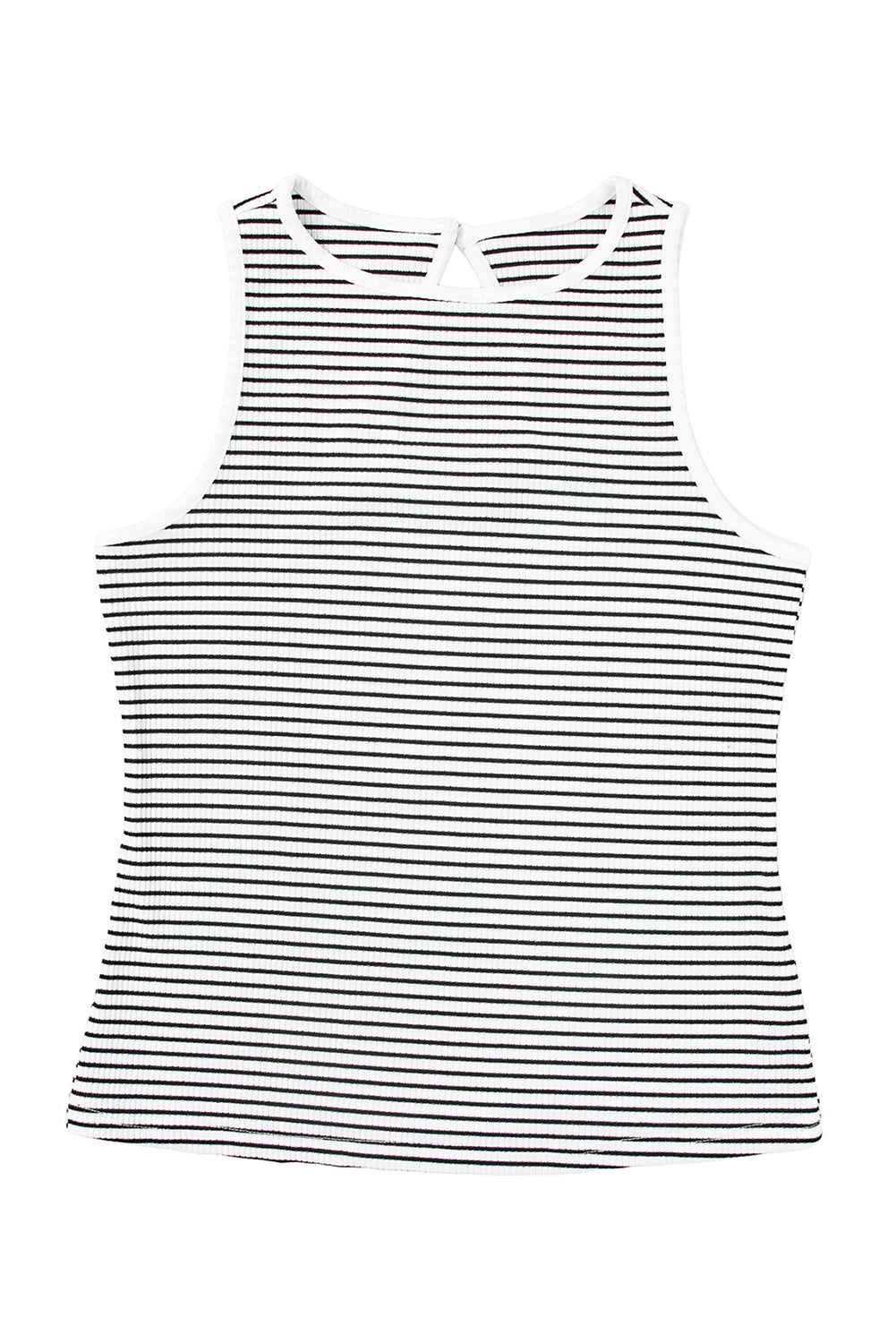 Top for Women Knitted Sleeveless Striped Print Rib-Knitted