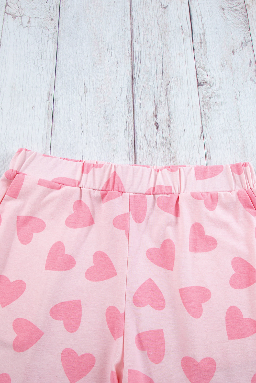 Valentine Heart Shape Print Long-Sleeved Top Shorts Lounge Set