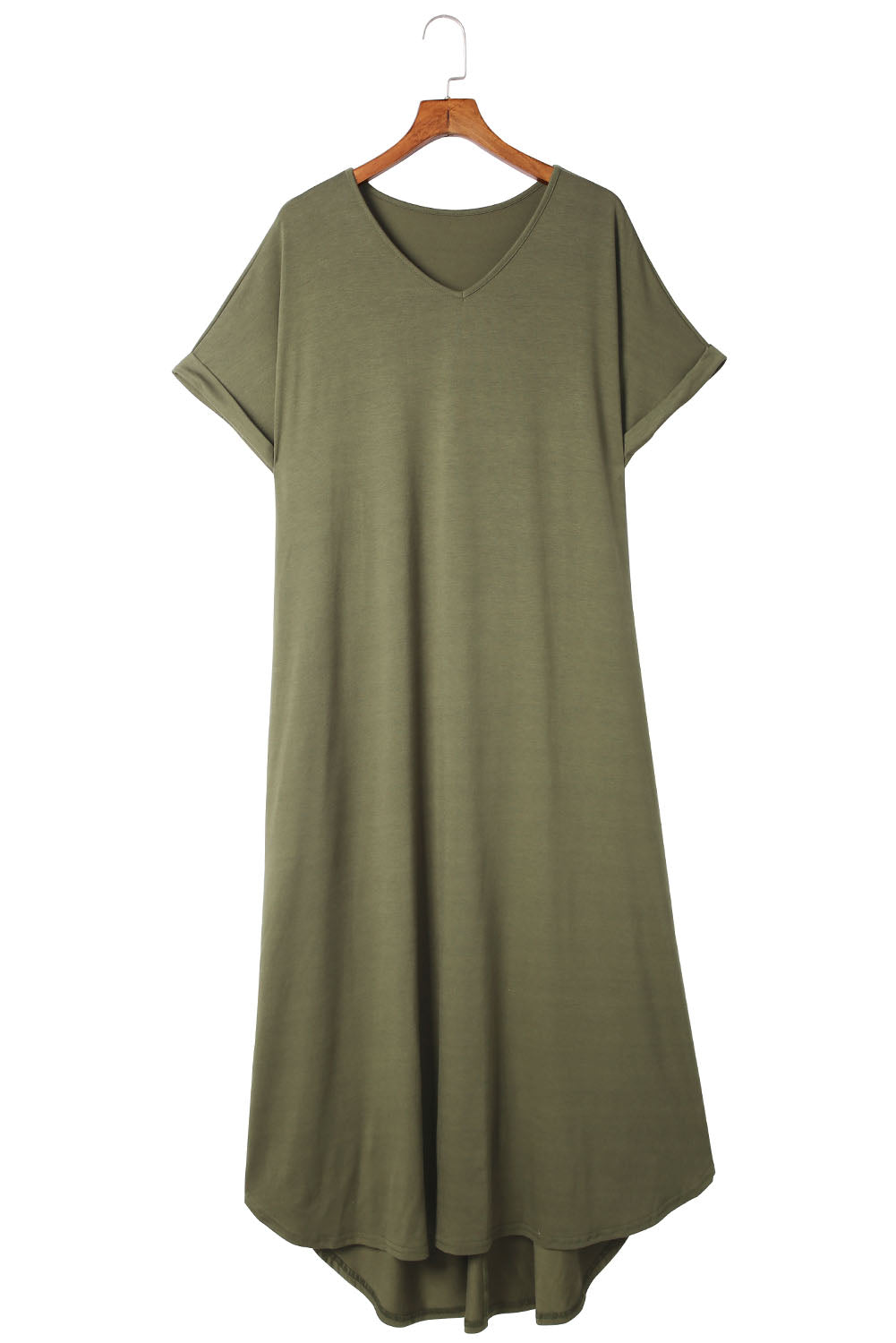 Women's Maxi Dress with Plus Size Rolled Cuffs