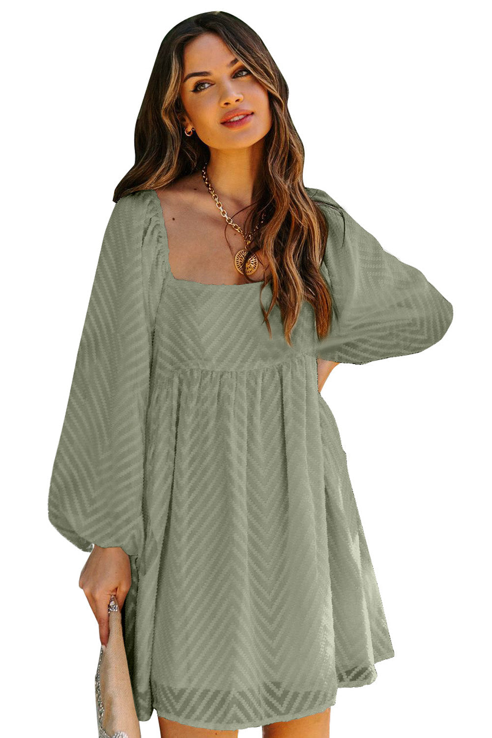 Dress for Women Balloon Sleeve Babydoll Style Short