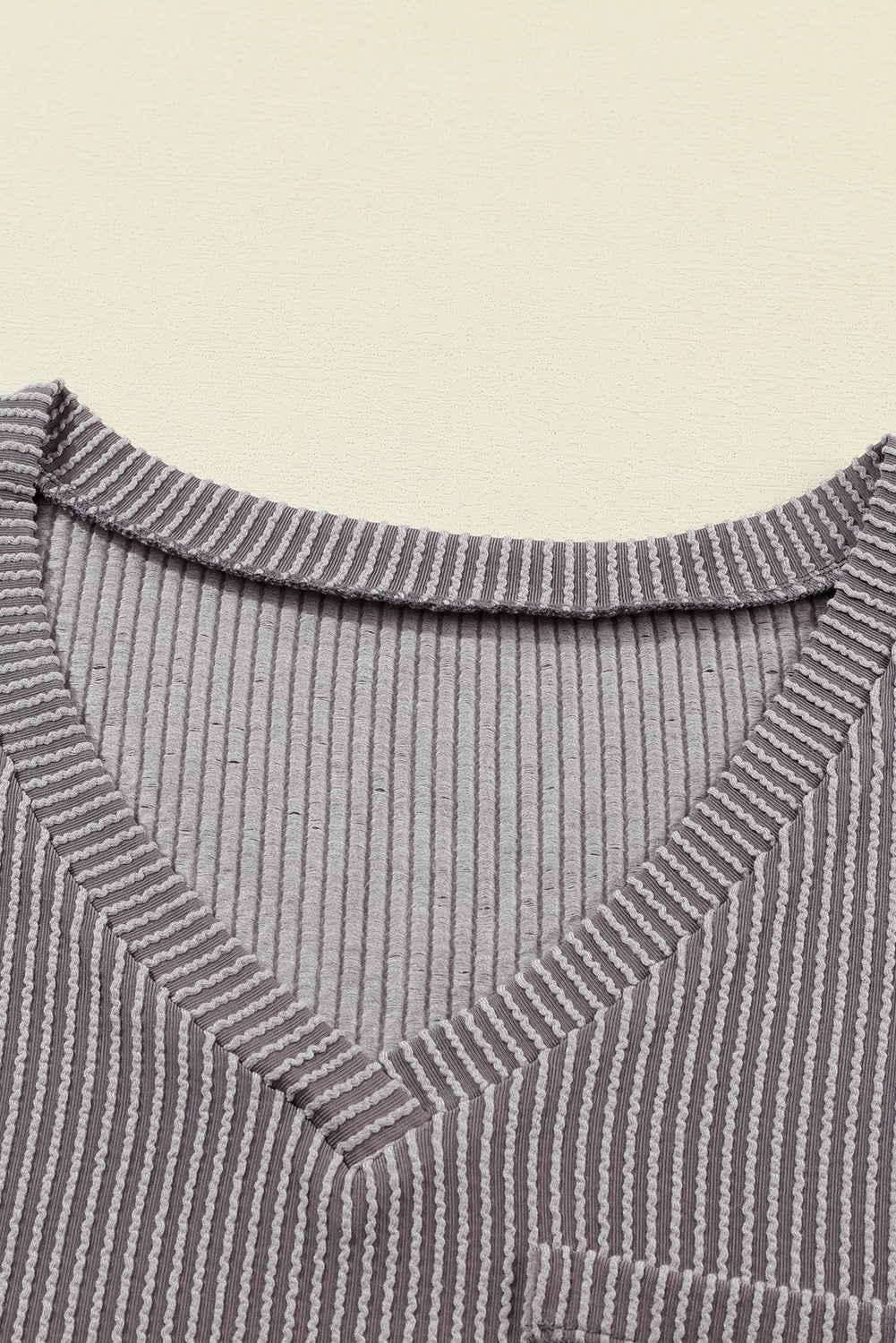 T-shirt for Women Corded V Neck Chest Loose