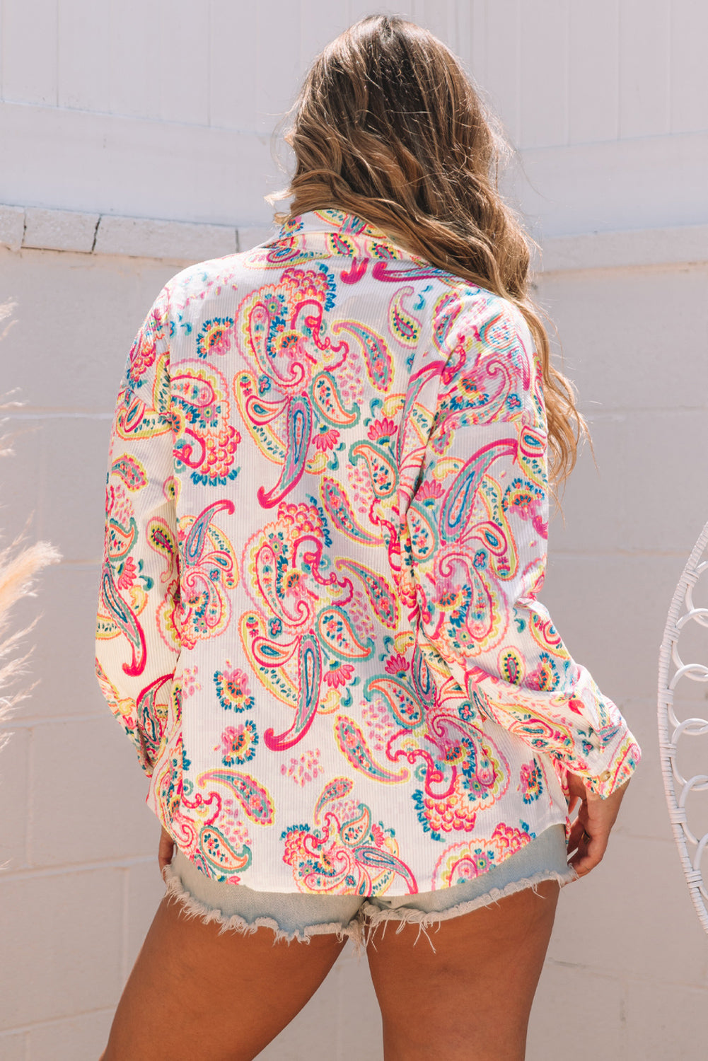 Women's Shacket with Cord Paisley Pattern