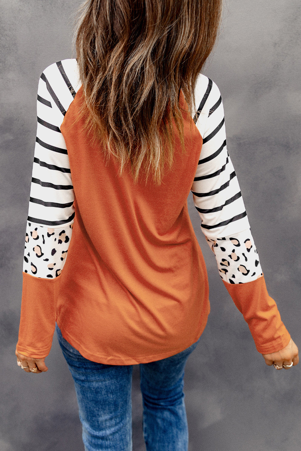 Women's Top Featuring Long-Sleeve Striped Color-Block
