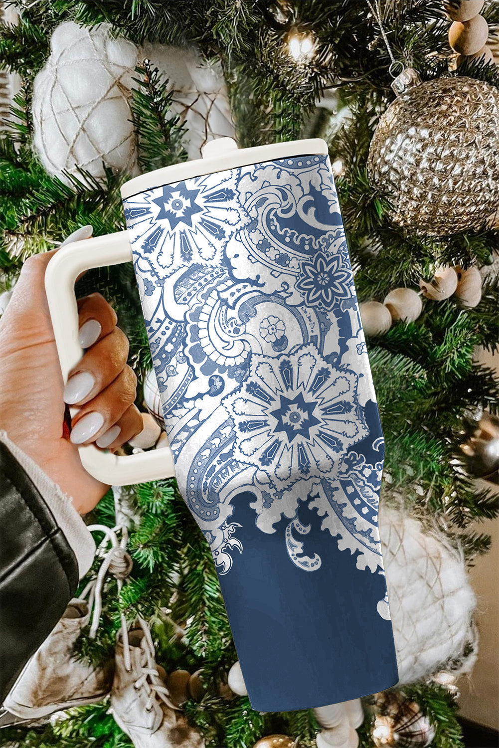 Pattern Print Retro Print Stainless Steel Portable Cup 40oz