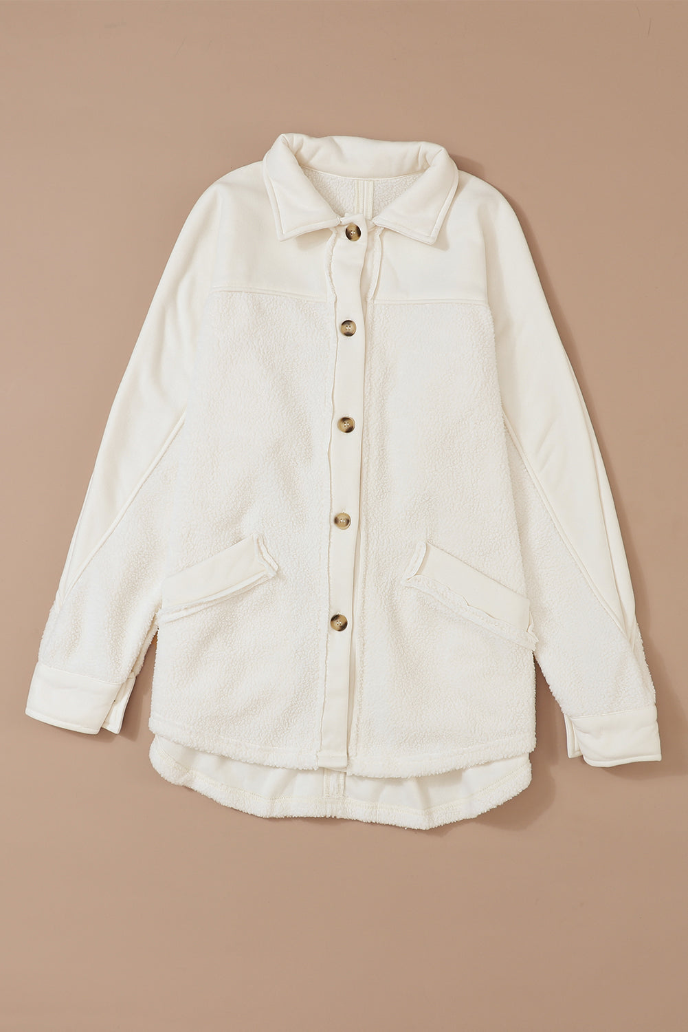 Shacket for Women Button-Front Raw-Edge