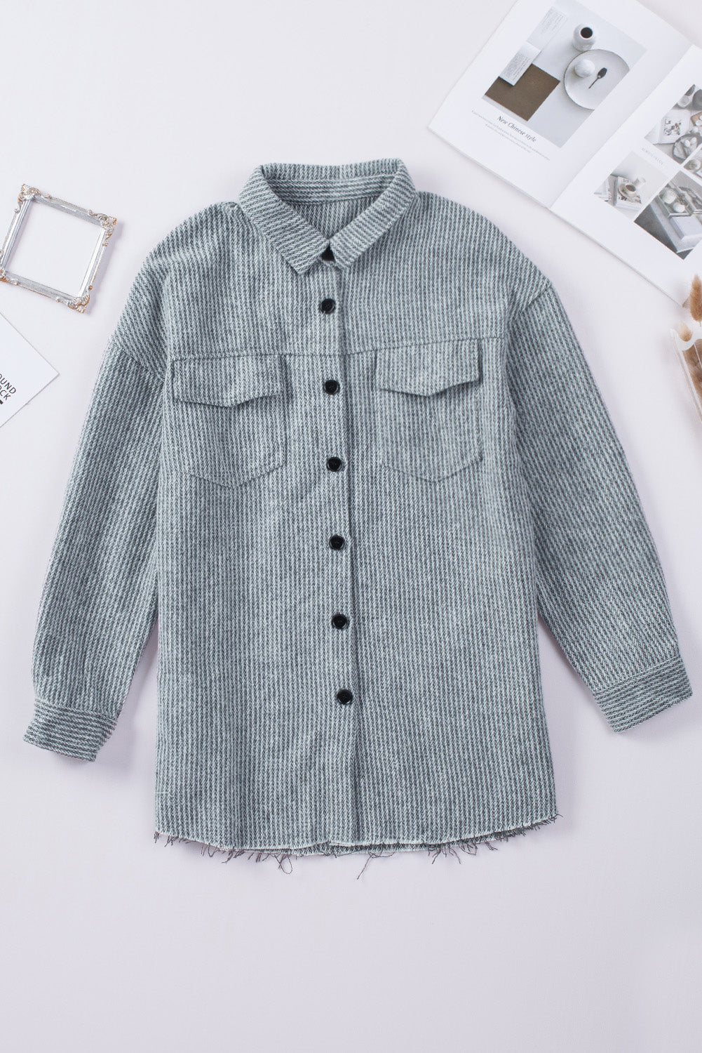 Women's Textured Button Women Shirt Jacket
