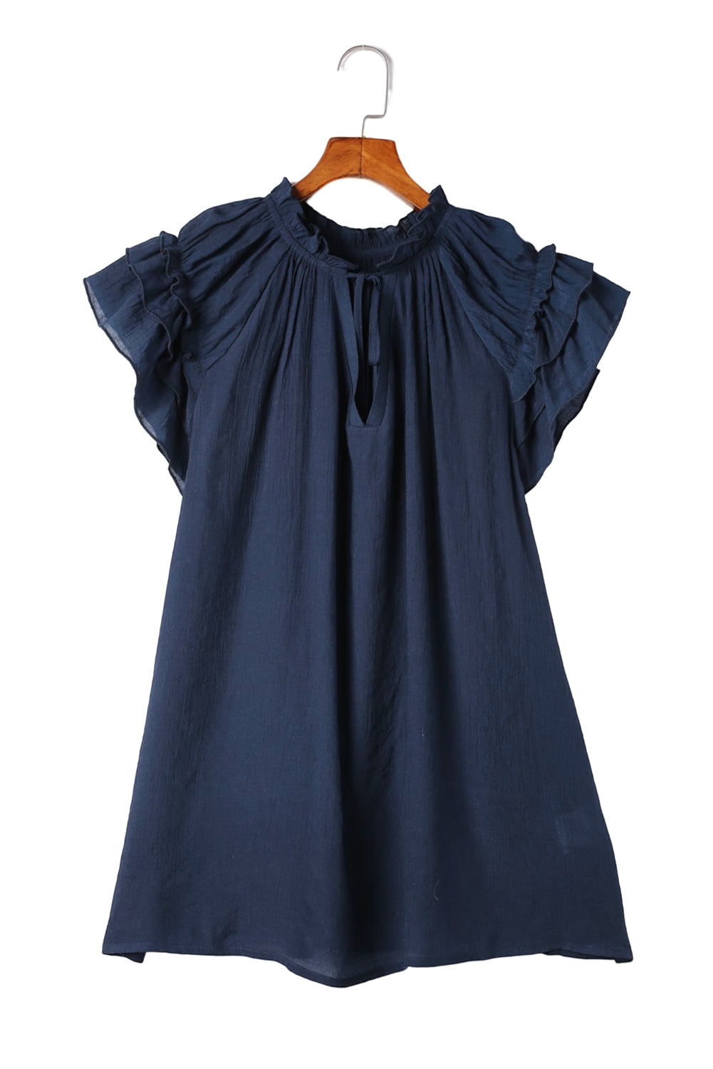 Blouse for Women Ruffle-Trimmed Sleeve Drawcord Plus Size