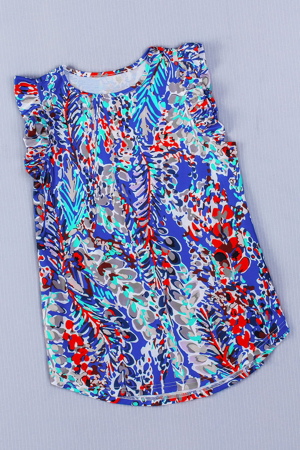 Women's Tank Top with Floral-Print Print Ruffles