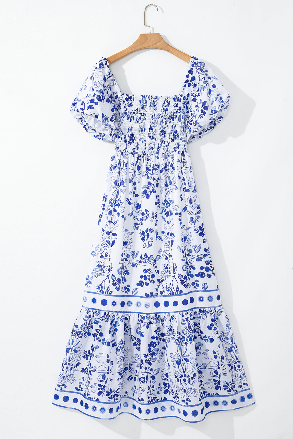 Floral Print Square Neck High Waist Maxi Dress