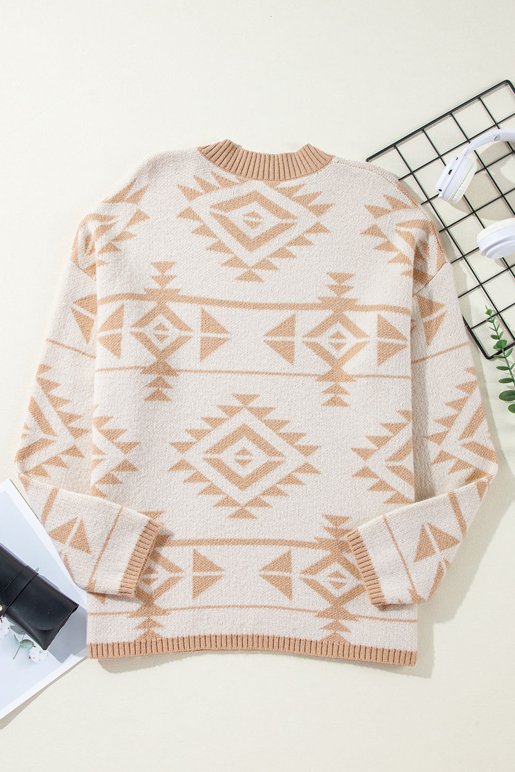 Women's Sweater with Western Aztec Loose Plus Size