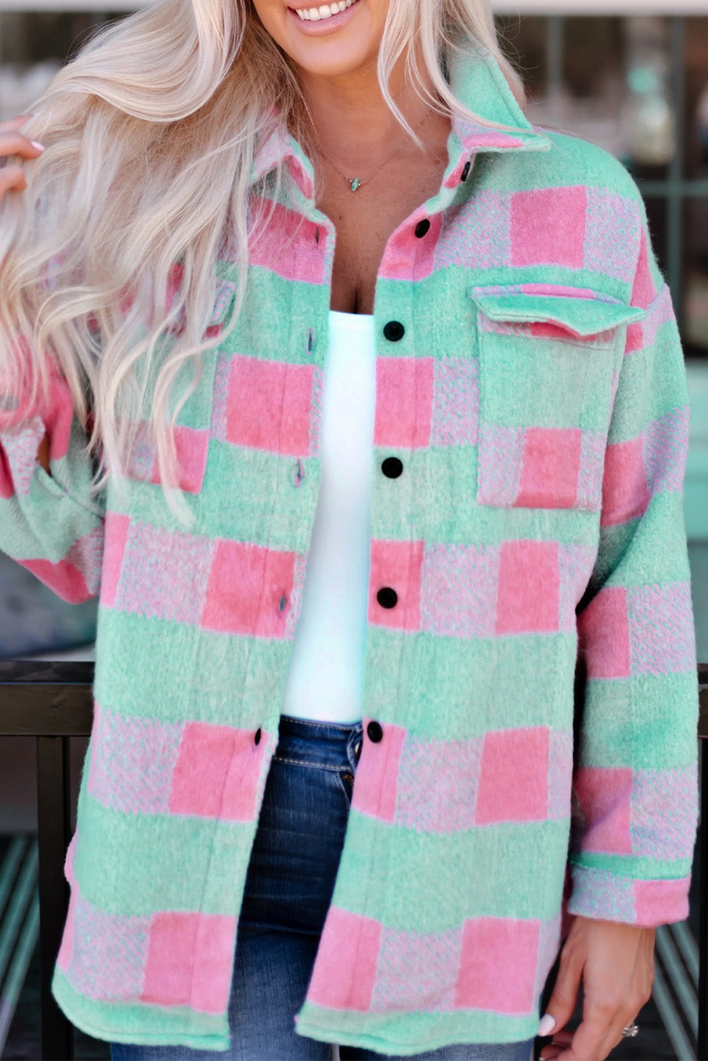 Shacket for Women Plaid Pattern Oversized