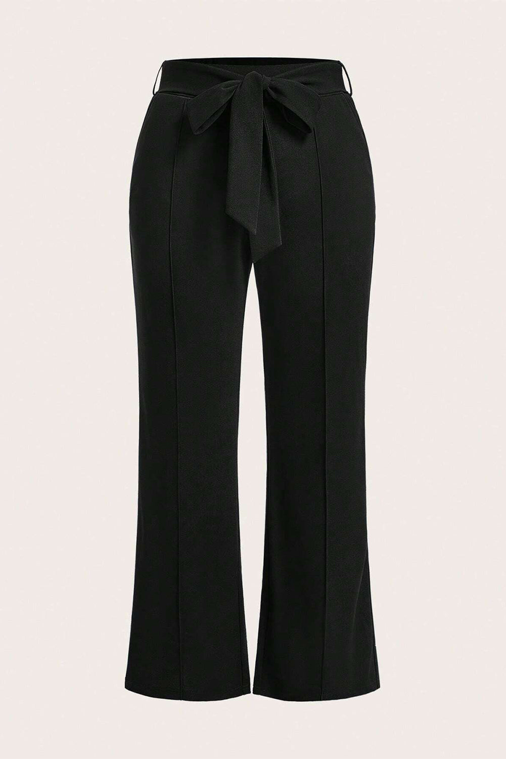 Knot Plus Size Waist Textured Shift Pants in Black