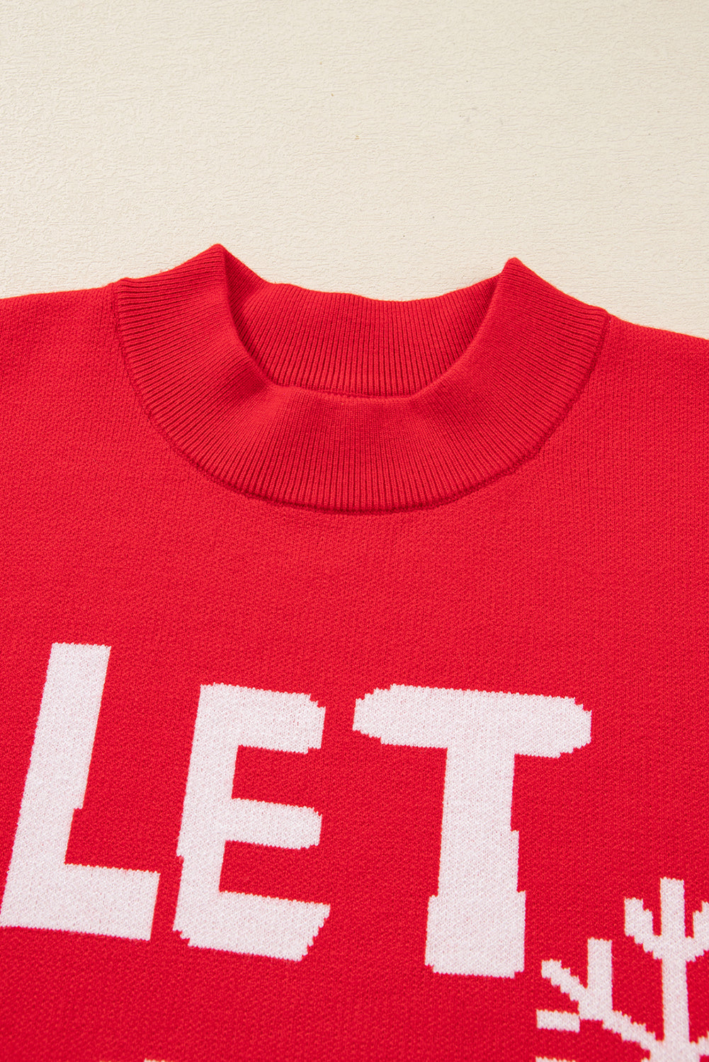 LET IT SNOW Graphic Christmas Holiday Loose Knit Top