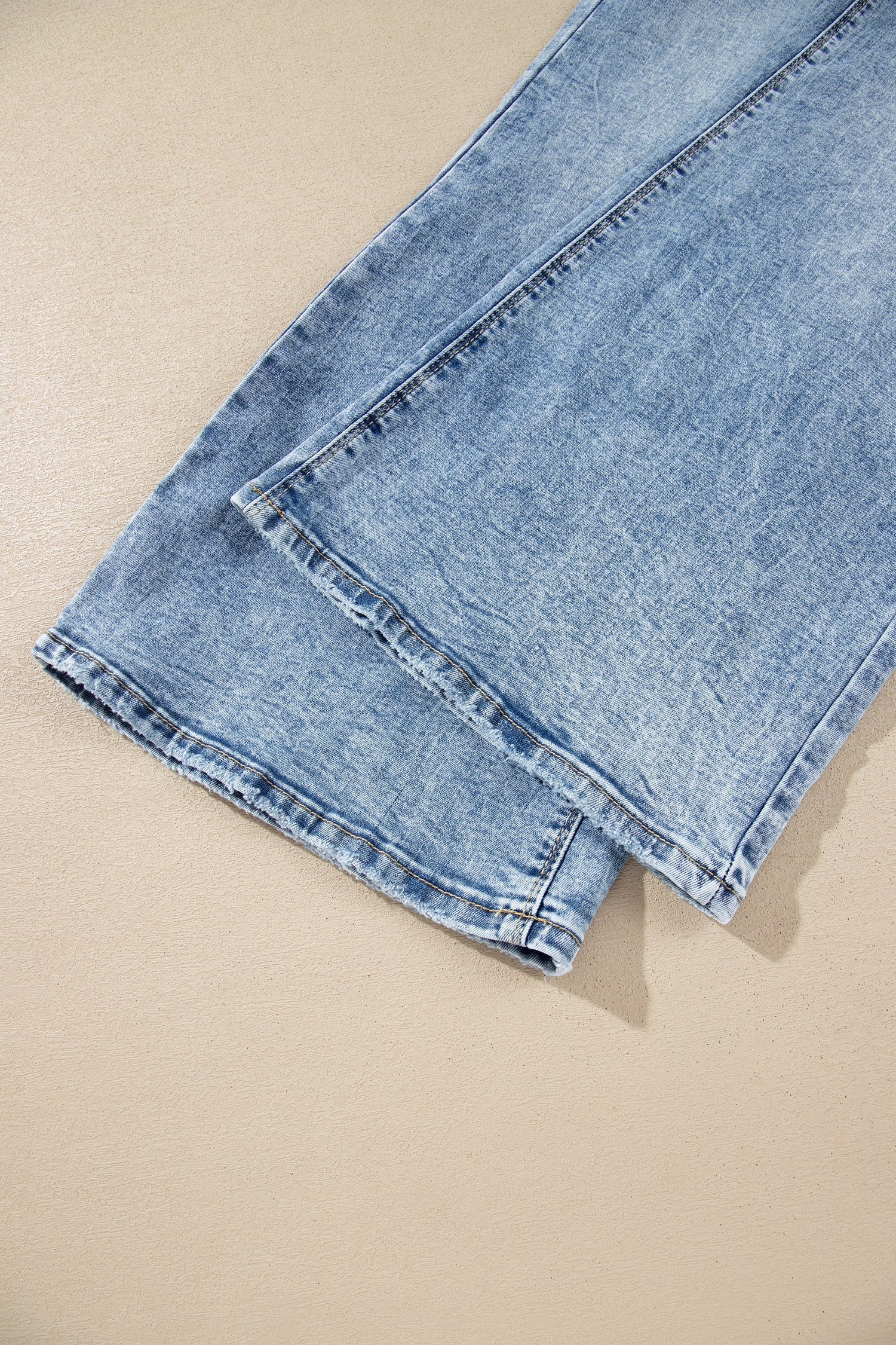 Beau Blue Fashion Blue Acid Wash Pocket Detail Flare Jeans