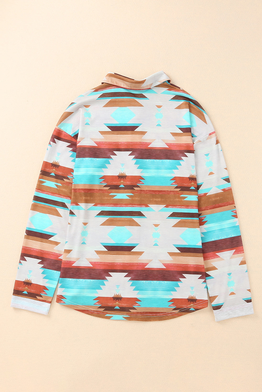 Shacket for Women Aztec Button-Front Pocket Chest Shirt