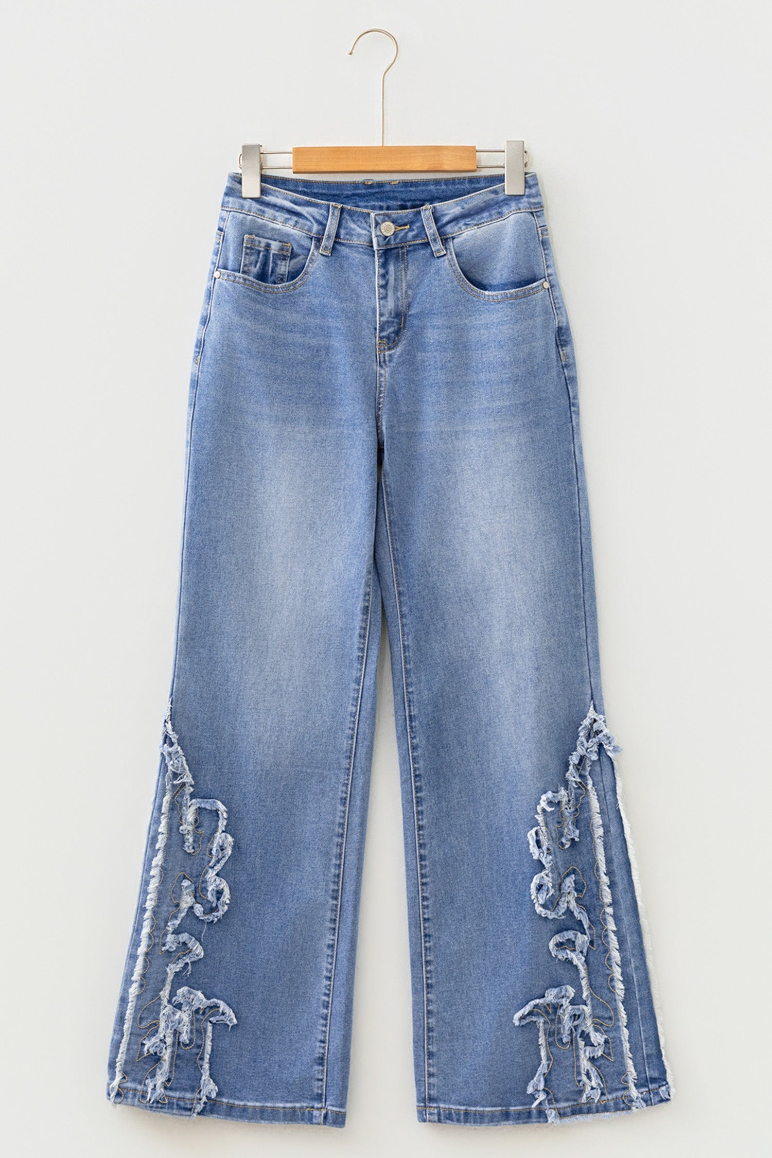 Blue Fashion Ashleigh Embroidered Western Print Flare Leg Full Length Jeans