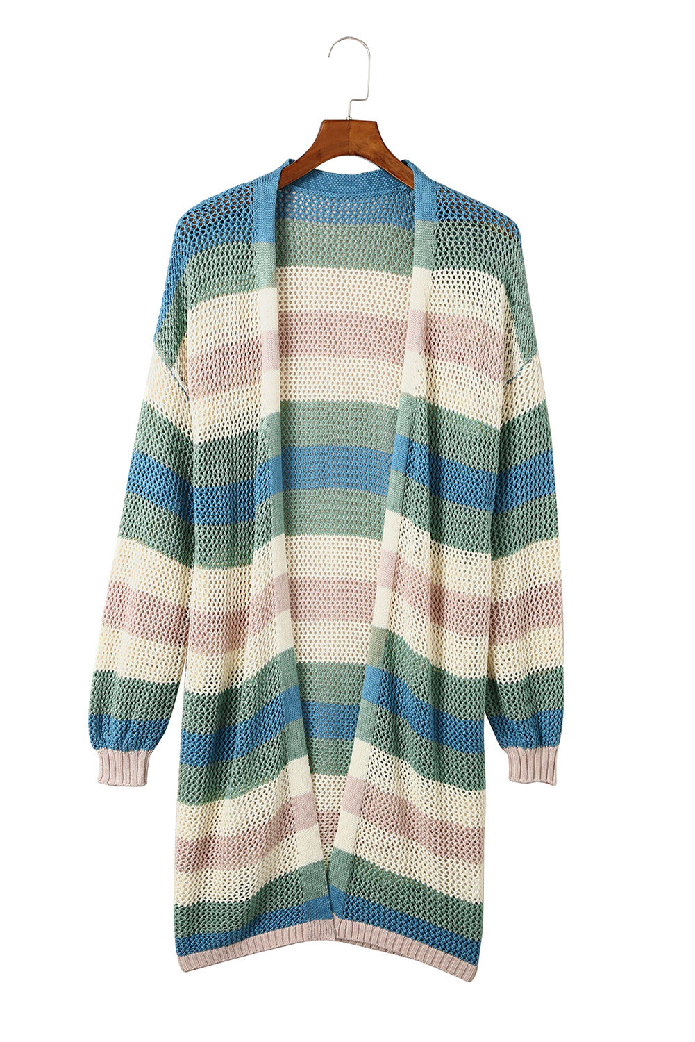 Women's Striped Hollowed Knit Cardigan
