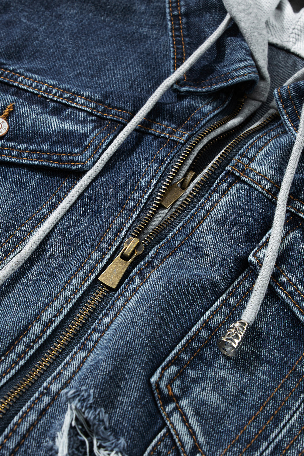 Women's Hooded Zip-Front Denim Jacket
