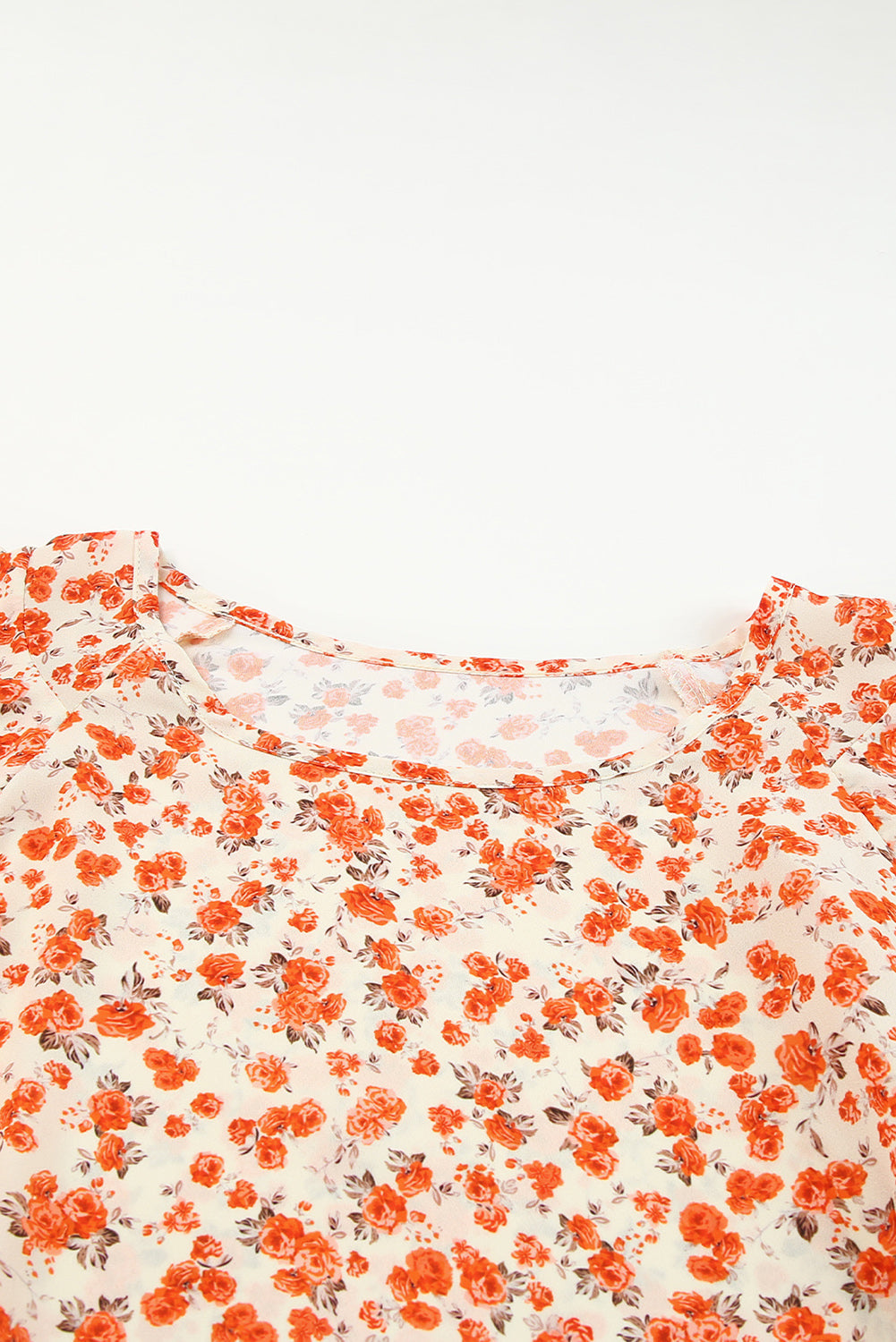 Blouse for Women Layered Flutter Sleeve Floral-Print