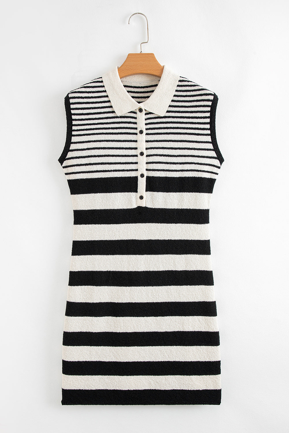 Black Mixed Striped Bodycon Sweater Dress