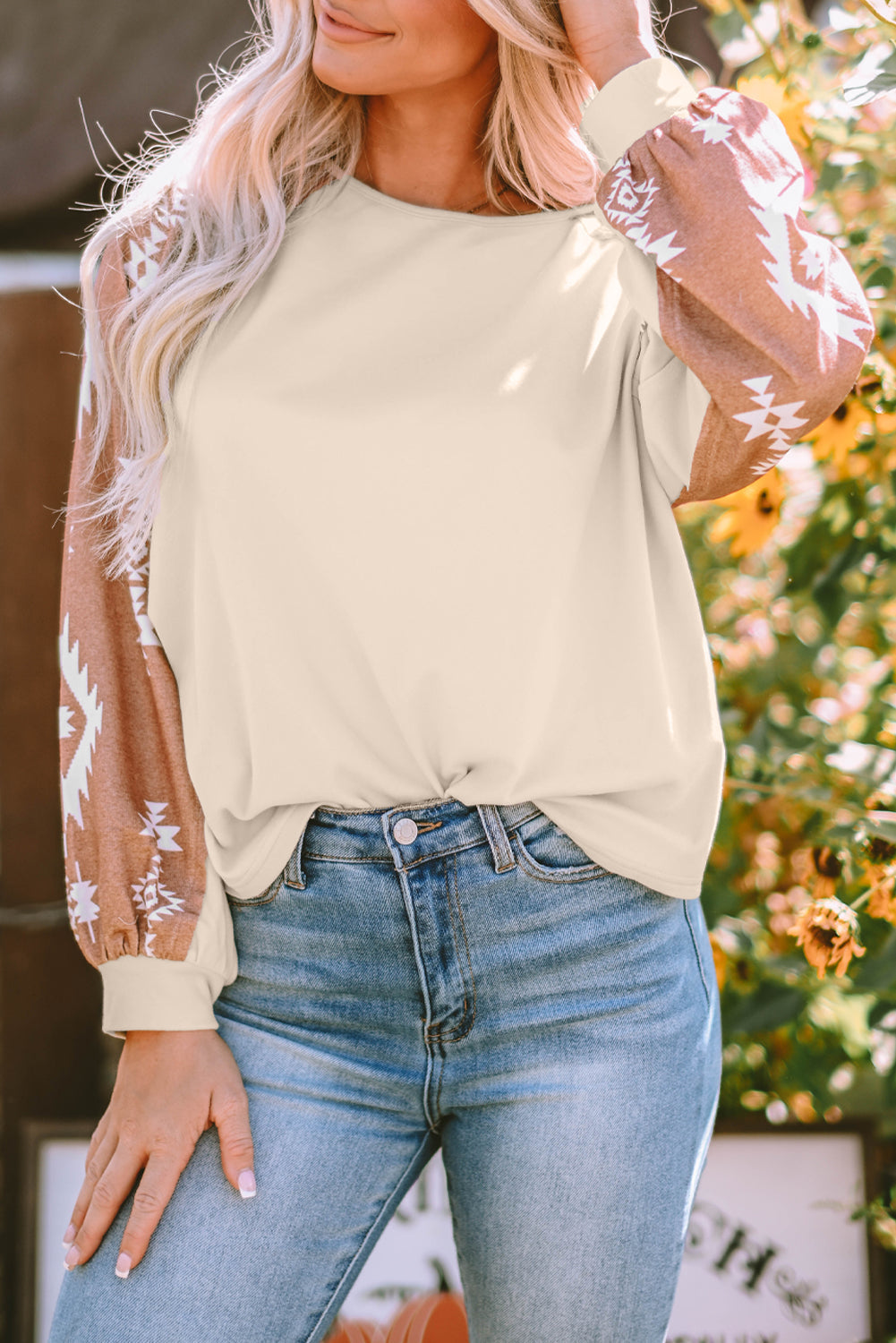 Women's Long-Sleeve Western Patch Top