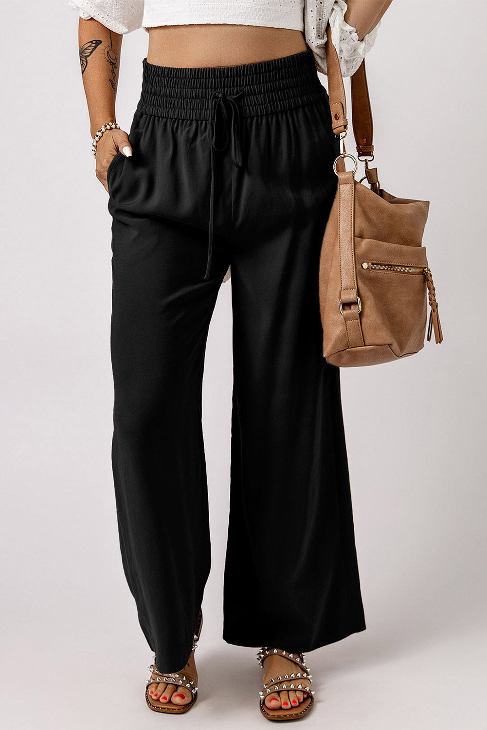 Women's Leg Pants with Everyday Wide Drawcord Elastic Waist