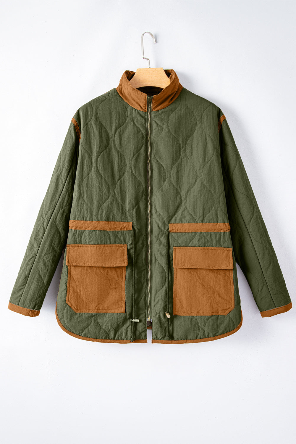 Women's Jacket Featuring Stitching Quilted Drawcord