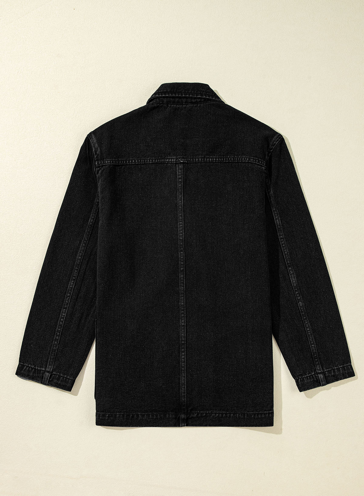 Denim Jacket with Side Pockets Lapel Collar