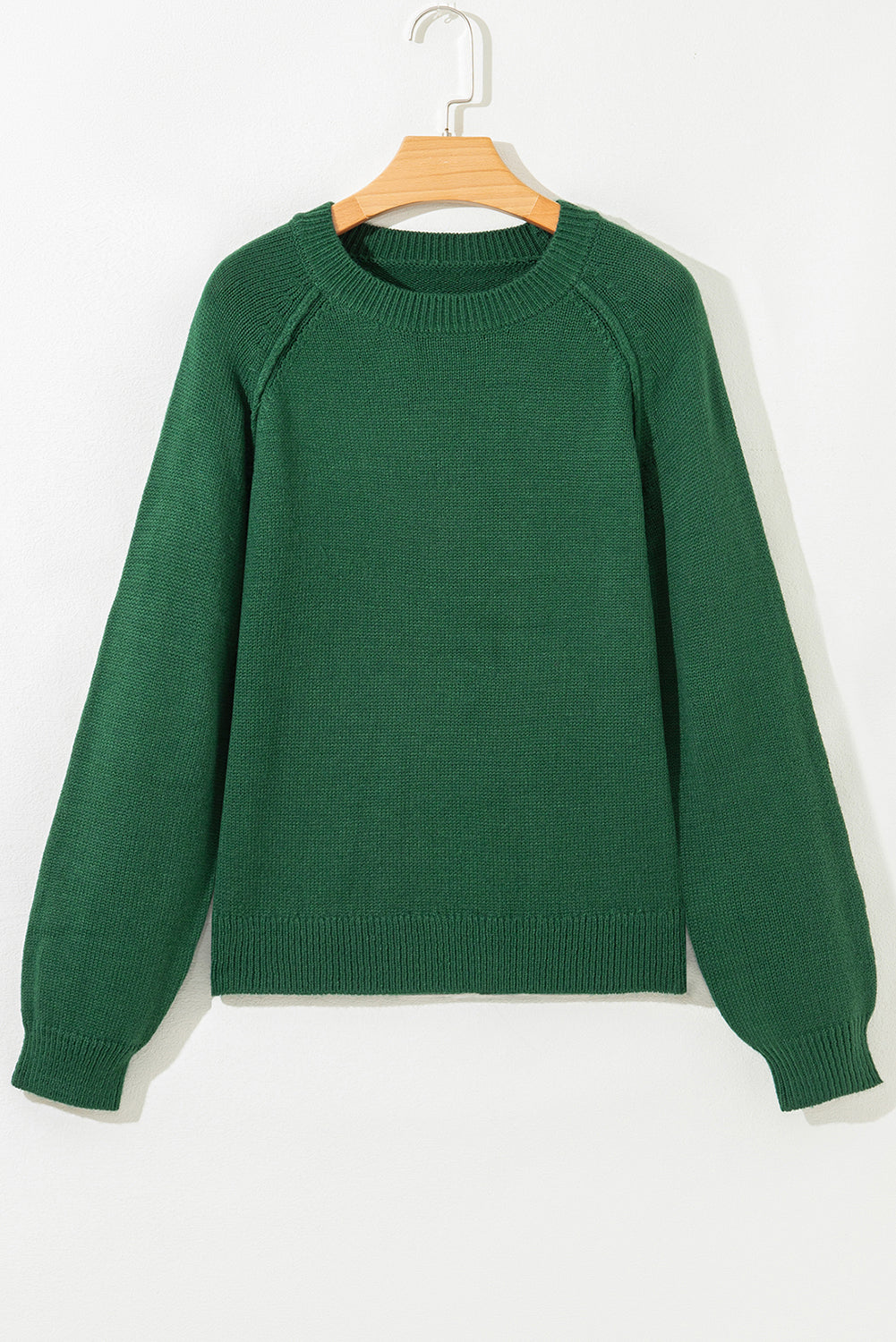 Evergreen Raglan Sleeve Crew-Neck Knit Top