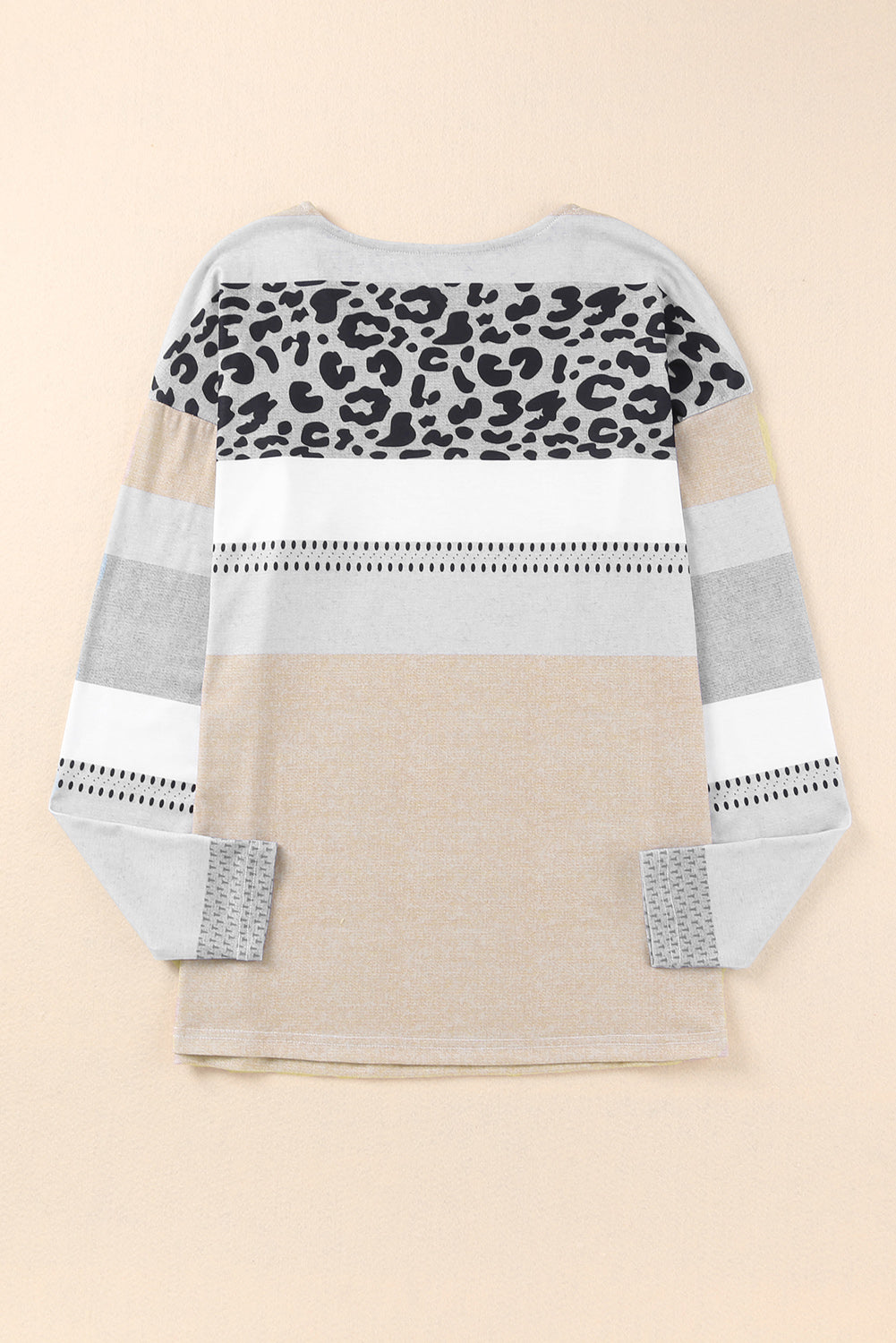 Women's Top with Leopard-Print Color-Block V Neck
