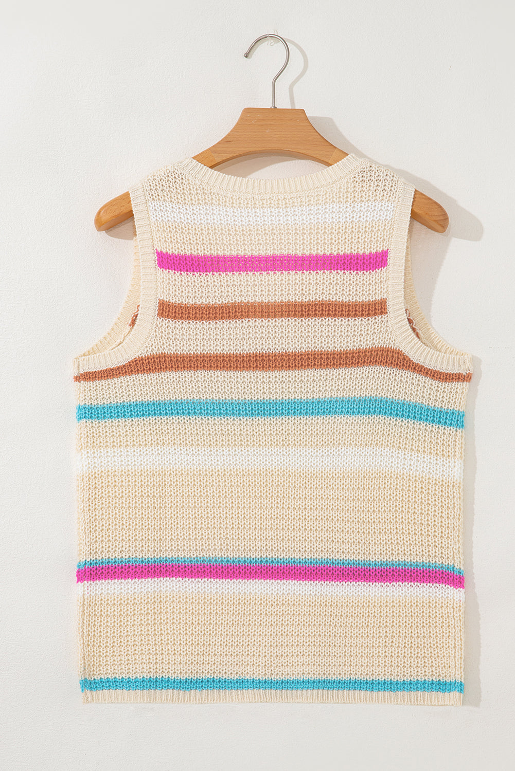 V-Neck Textured Knit Knit Top Vest