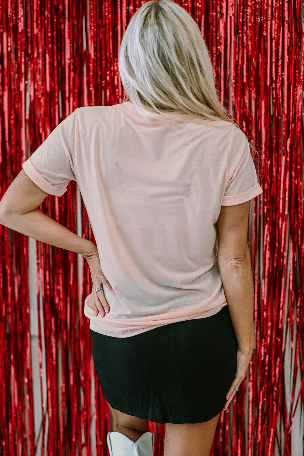 Women's XOXO Graphic-Print Valentines Shiny T-shirt