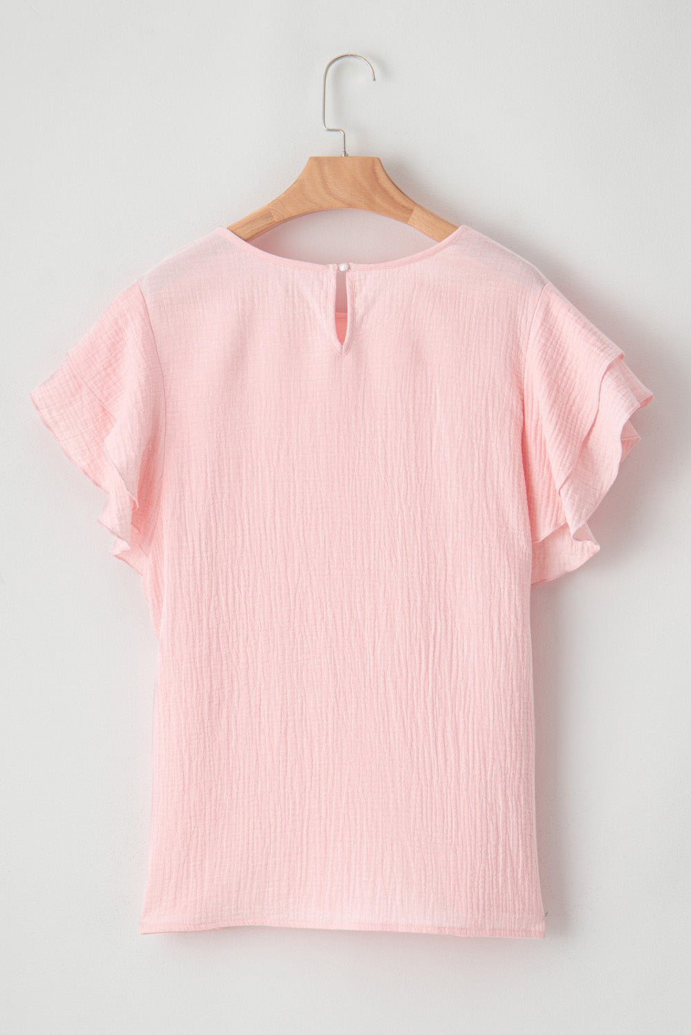 Top for Women Crinkle Textured Ruffle-Trimmed Plus Size