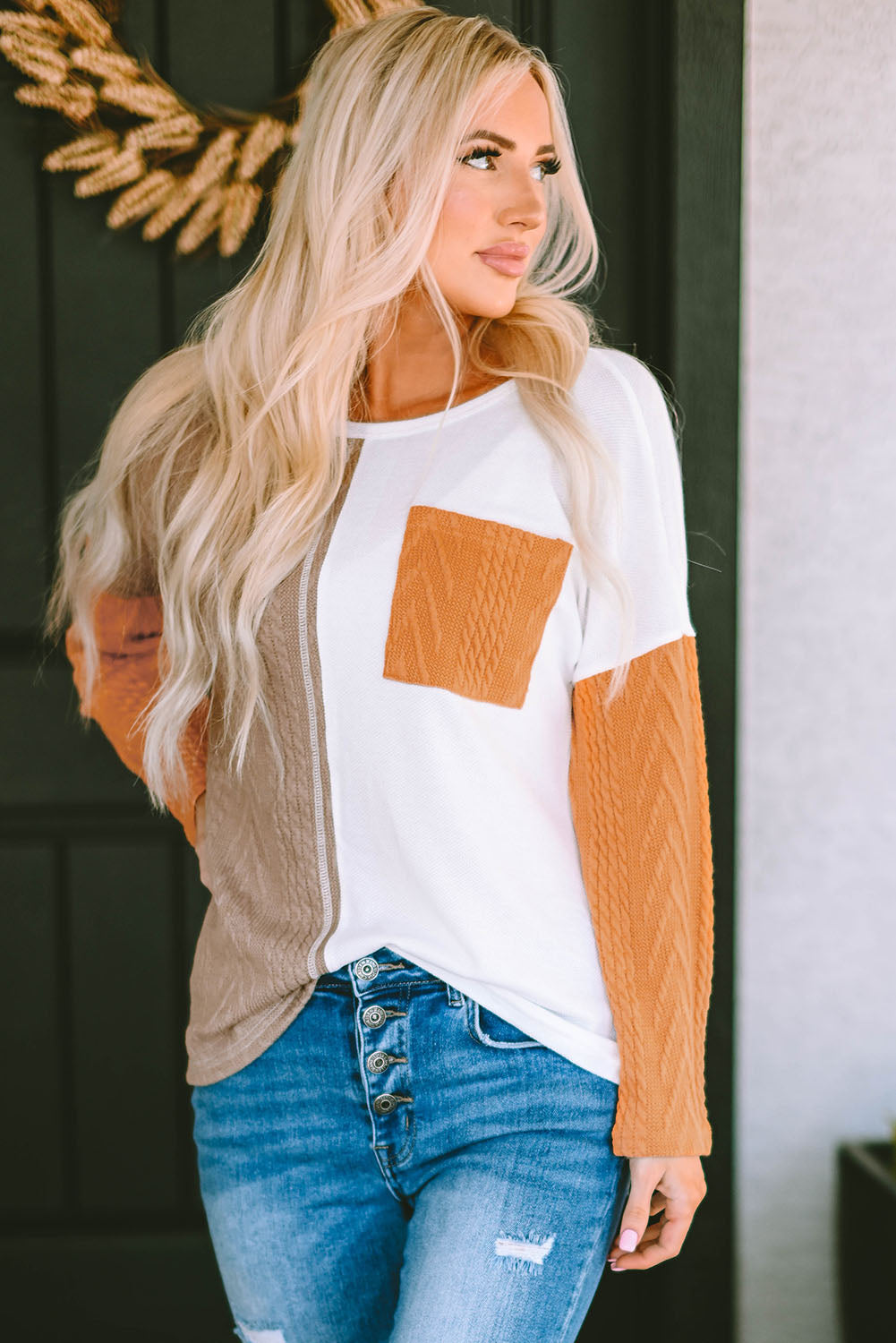 Knit Top for Women Long-Sleeve Chest