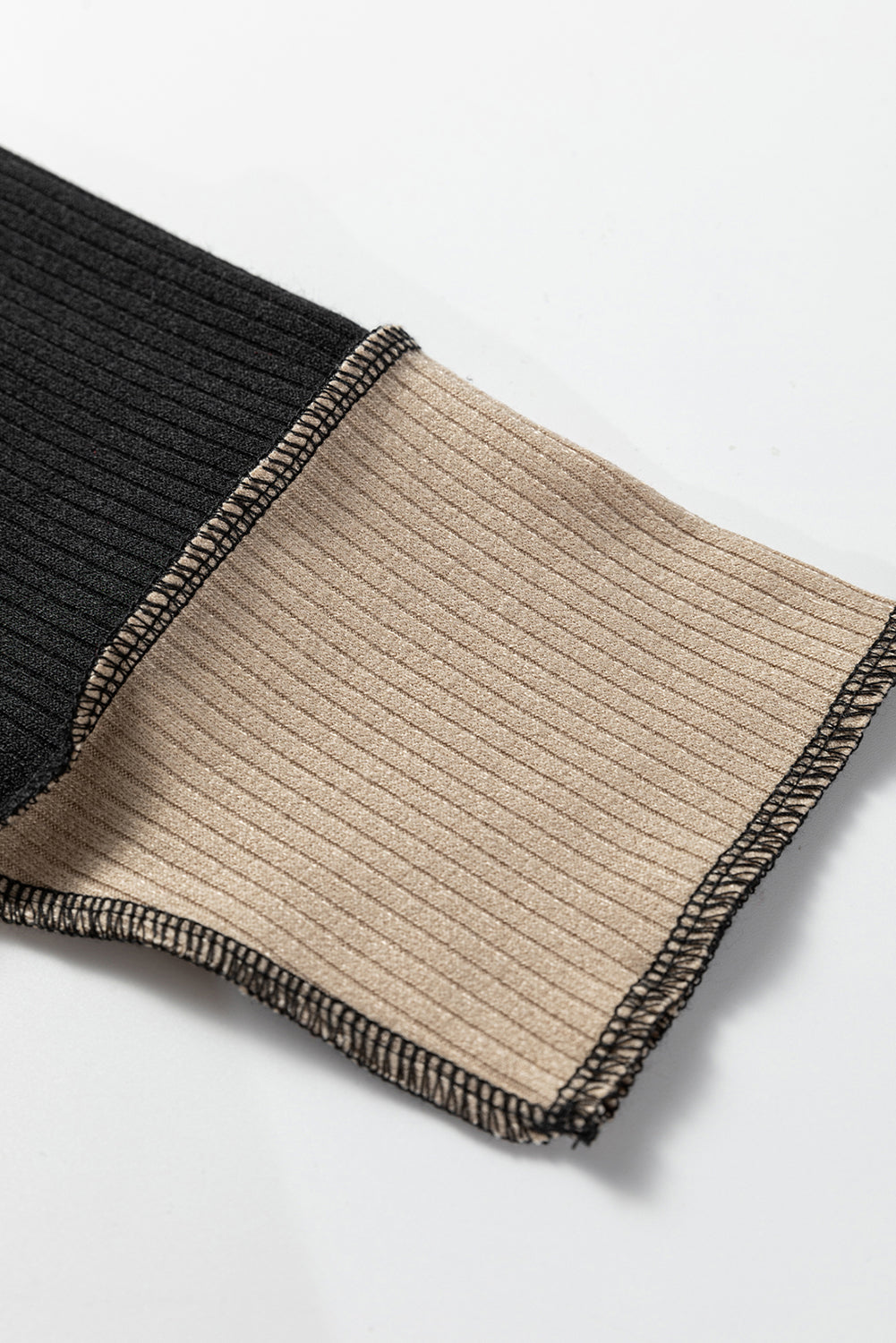 Irregular Trim Colorblock Seaming Rib-Knit Top