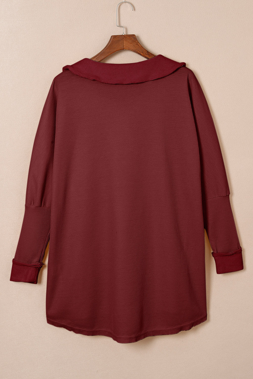 Top for Women Waffle Knitted Long-Sleeve