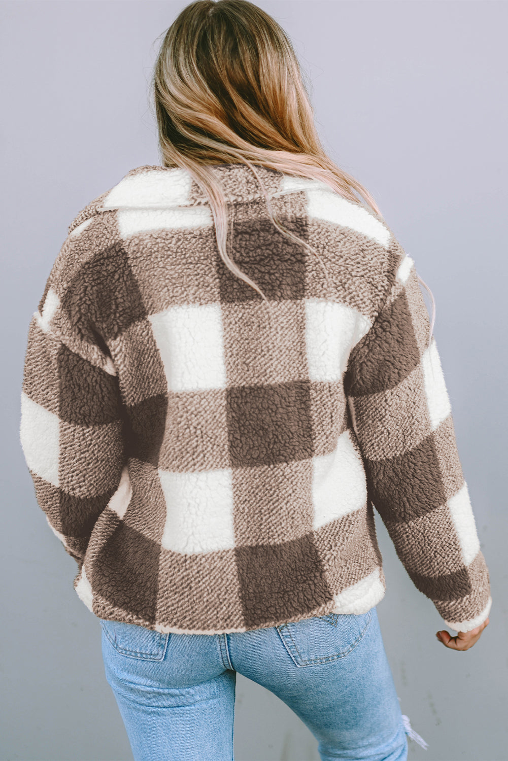 Women's Shacket with Plaid Button-Front Flap