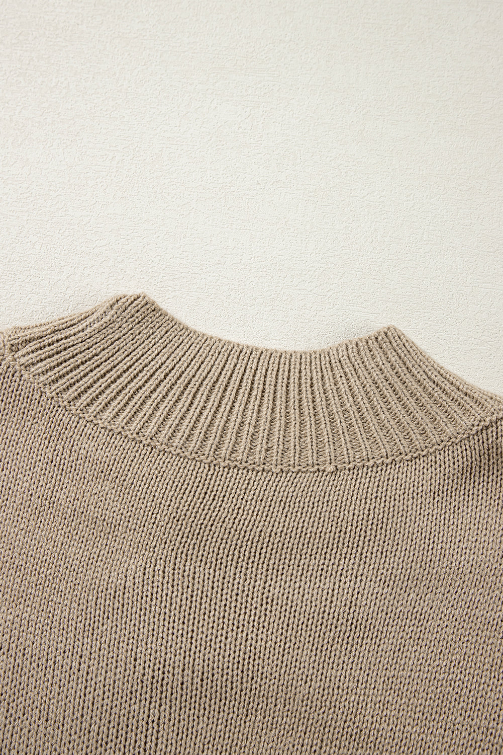 Women's Sweater Featuring Plus Size Mock Neck Dropped-Shoulder