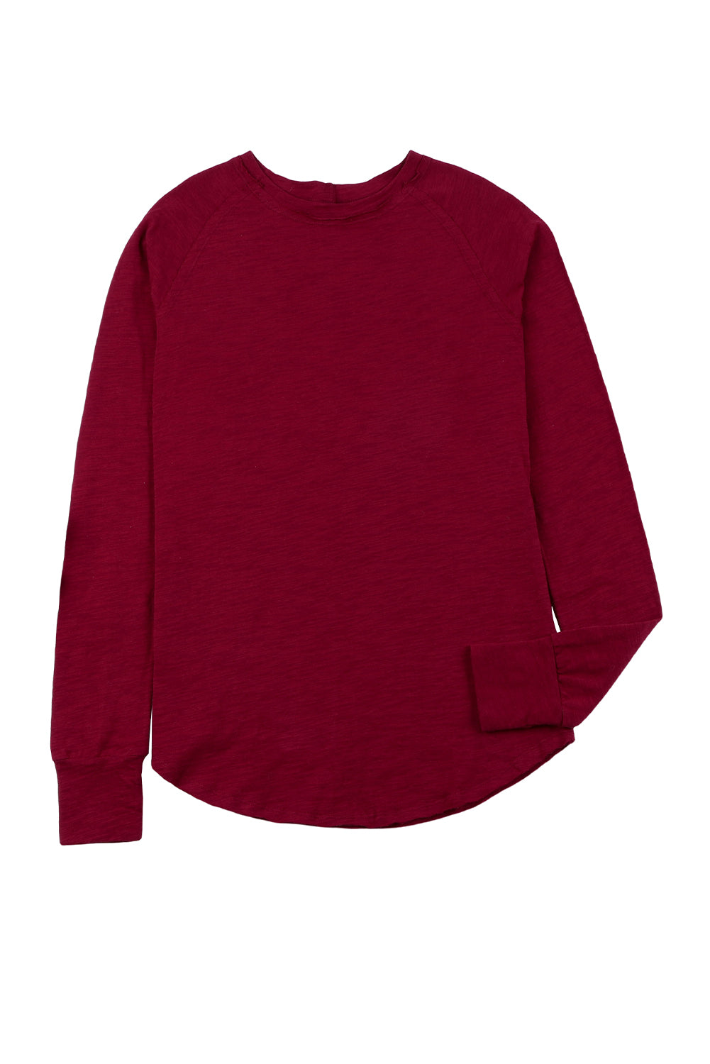 Women's Top Featuring Long-Sleeve Solid Crew Neck