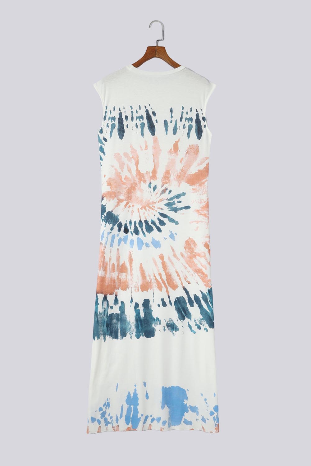 Women's Dress with Cap Sleeve Tie Dye Long Slit
