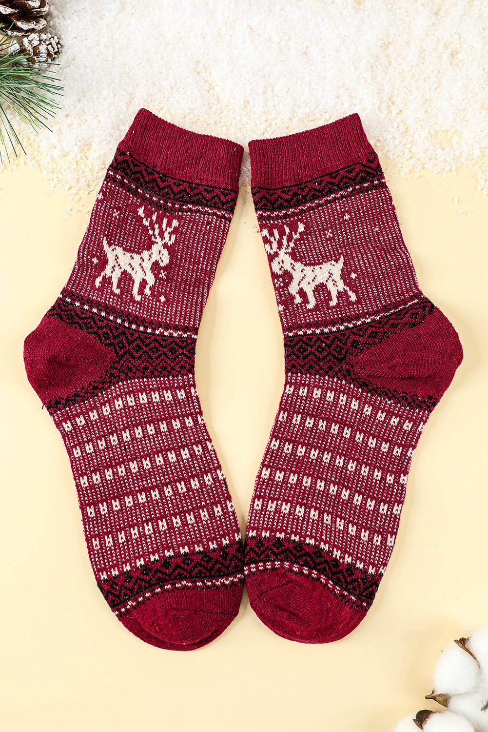 Pairs/Set Christmas 5 Christmas Reindeer Soft Crew Socks