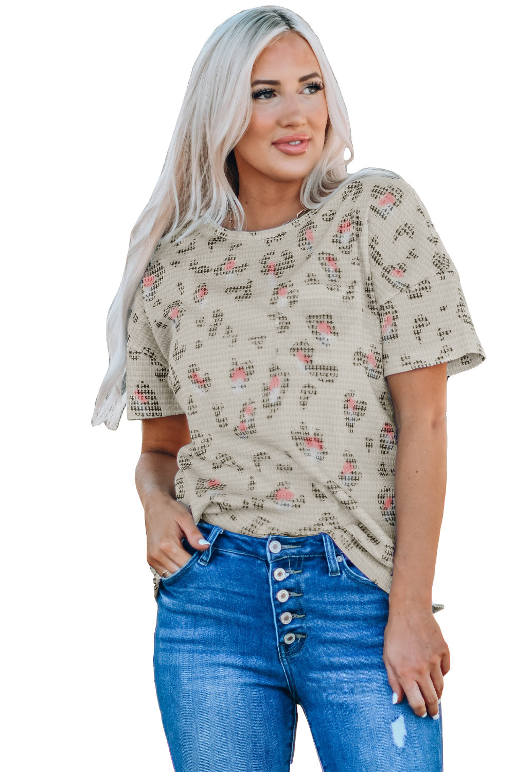 Women's Waffle Knitted Short-Sleeve Top