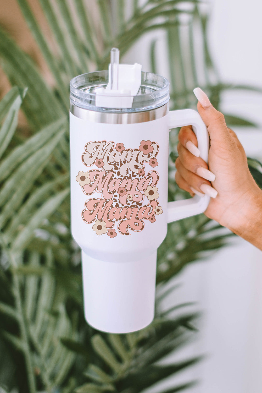 Flower Leopard-Print mama Leopard-Print Stainless Steel Insulate Cup 40oz