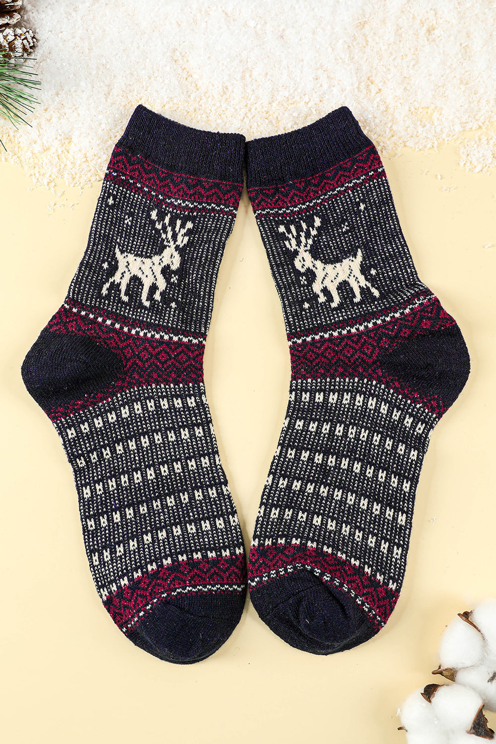 Pairs/Set Christmas 5 Christmas Reindeer Soft Crew Socks