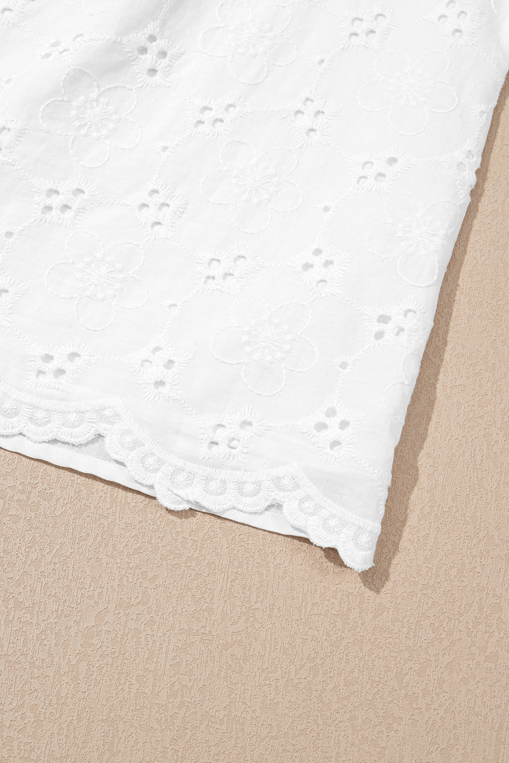 Lace Crochet V-Neck Half Sleeve Embroidery Button Down Blouses Everyday Shirts